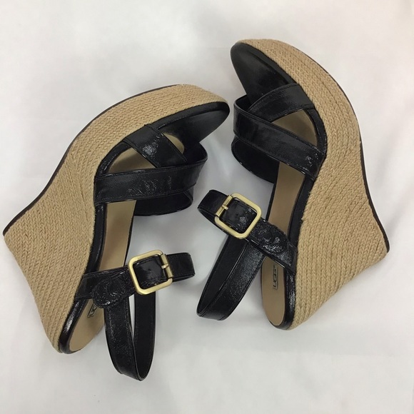 UGG Shoes - UGG Jackilyn Sling Back Black Espadrille Wedge Sandals